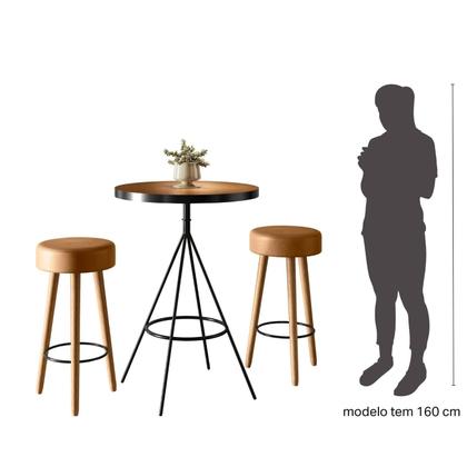 Imagem de Conjunto Mesa Alta Bistrô Viena e 2 Banquetas Alta Banco Londres 70 Bares Sala Estar/Jantar Gourmet - Salaone
