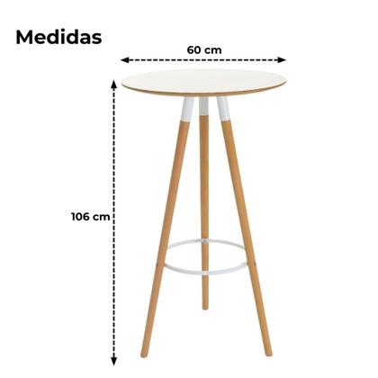 Imagem de Conjunto Mesa Alta Redonda Bistro Com 2 Banquetas Altas Charles Eames Eiffel Branca