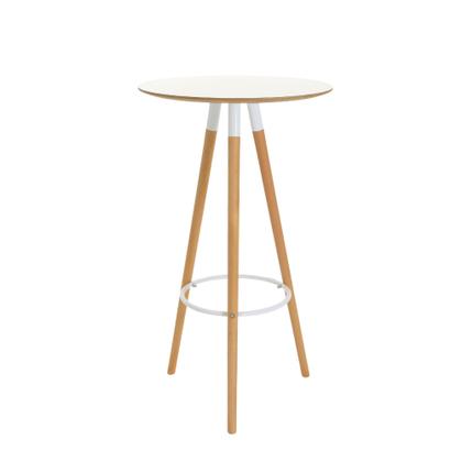 Imagem de Conjunto Mesa Alta Redonda Bistro Com 2 Banquetas Altas Charles Eames Eiffel Branca