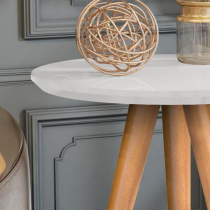 Conjunto Mesa Apoio Lateral Redonda Pés Palito Classic - Quality Móveis Imagem de Conjunto Mesa Apoio Lateral Redonda Pés Palito Classic