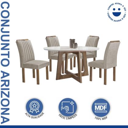 Imagem de Conjunto Mesa Arizona 120cm com 4 Cadeiras Arizona Tampo Redondo Plus com Vidro