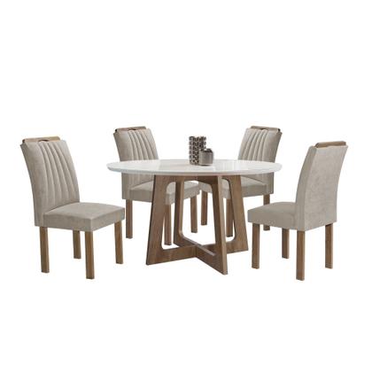 Imagem de Conjunto Mesa Arizona 120cm com 4 Cadeiras Arizona Tampo Redondo Plus com Vidro