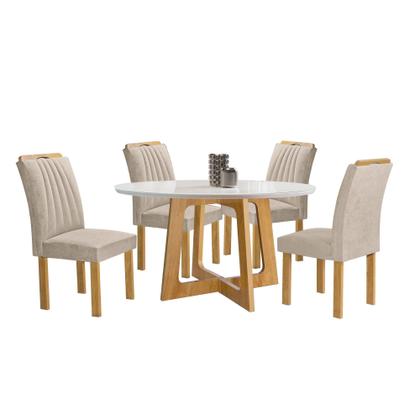 Imagem de Conjunto Mesa Arizona 120cm com 4 Cadeiras Arizona Tampo Redondo Plus com Vidro