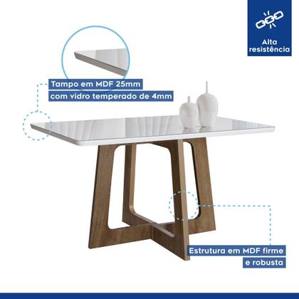 Imagem de Conjunto Mesa Arizona 120cm com 4 Cadeiras Arizona Tampo Smart Plus com Vidro