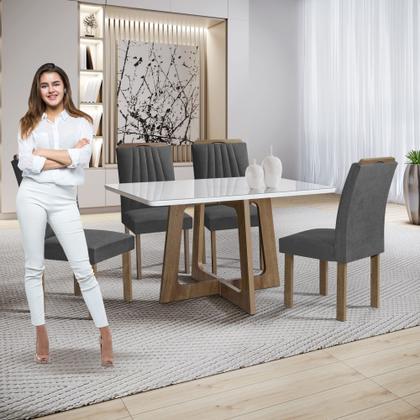 Imagem de Conjunto Mesa Arizona 120cm com 4 Cadeiras Arizona Tampo Smart Plus com Vidro
