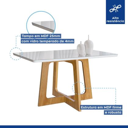 Imagem de Conjunto Mesa Arizona 120cm com 4 Cadeiras Arizona Tampo Smart Plus com Vidro