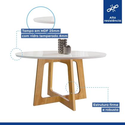 Imagem de Conjunto Mesa Arizona 120cm com 4 Cadeiras Canela Tampo Redondo Plus com Vidro