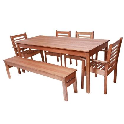 Imagem de Conjunto Mesa, Banco e 4 Cadeiras Madeira Maciça