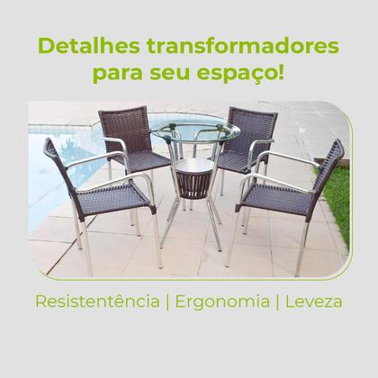Imagem de Conjunto Mesa Bar Cadeiras Leves Aluminio Cores Varanda Luxo Centro Jogo Resistente Área Externa Piscina Modelo