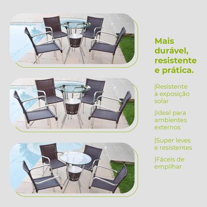Imagem de Conjunto Mesa Bar Cadeiras Leves Aluminio Cores Varanda Luxo Centro Jogo Resistente Área Externa Piscina Modelo