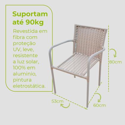 Imagem de Conjunto Mesa Bar Com Cadeiras Aluminio/Marrom/Camurça Leve Resistente Área Externa Piscina Casa Apartamento Modelo Pipa