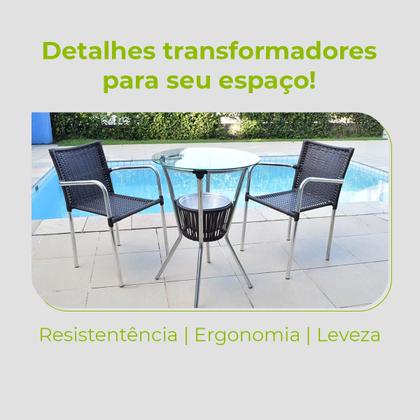 Imagem de Conjunto Mesa Bar Com Cadeiras Aluminio/Marrom/Camurça Leve Resistente Área Externa Piscina Casa Apartamento Modelo Pipa
