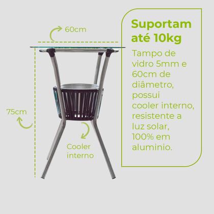 Imagem de Conjunto Mesa Bar Com Cadeiras Aluminio/Marrom/Camurça Leve Resistente Área Externa Piscina Casa Apartamento Modelo Pipa