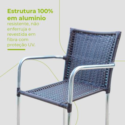 Imagem de Conjunto Mesa Bar Com Cadeiras Aluminio/Marrom/Camurça Leve Resistente Área Externa Piscina Casa Apartamento Modelo Pipa