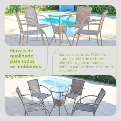 Imagem de Conjunto Mesa Bar Com Cadeiras Leves Areia Varanda Luxo Centro Jogo Resistente Área Externa Piscina
