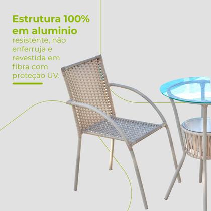 Imagem de Conjunto Mesa Bar Com Cadeiras Leves Areia Varanda Luxo Centro Jogo Resistente Área Externa Piscina