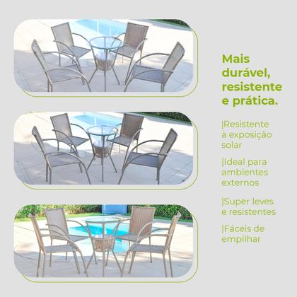 Imagem de Conjunto Mesa Bar Com Cadeiras Leves Areia Varanda Luxo Centro Jogo Resistente Área Externa Piscina