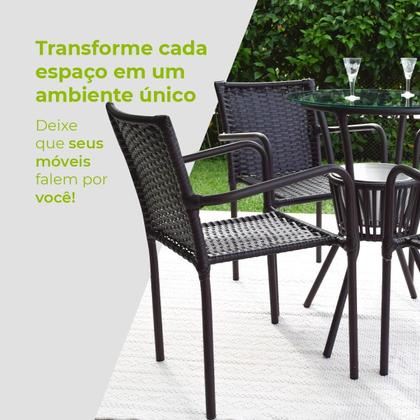 Imagem de Conjunto Mesa Bar Com Cadeiras Marrom Leve Resistente Área Externa Piscina Casa Apartamento