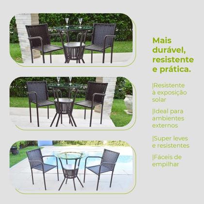 Imagem de Conjunto Mesa Bar Com Cadeiras Marrom Leve Resistente Área Externa Piscina Casa Apartamento