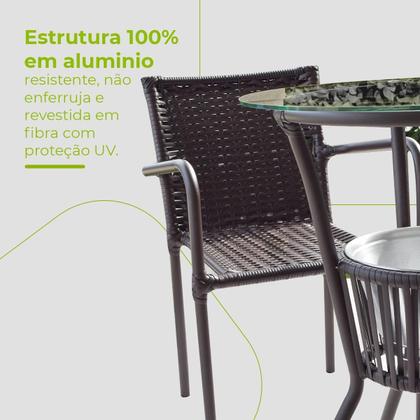 Imagem de Conjunto Mesa Bar Com Cadeiras Marrom Leve Resistente Área Externa Piscina Casa Apartamento