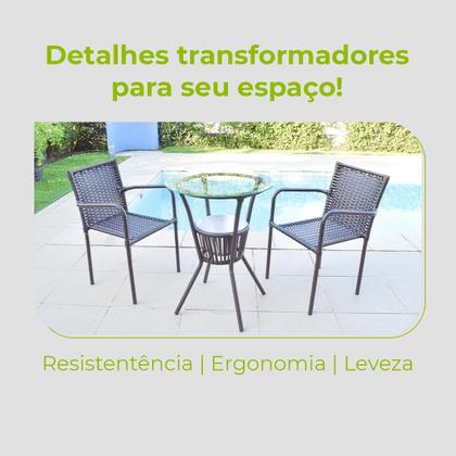 Imagem de Conjunto Mesa Bar Com Cadeiras Marrom Leve Resistente Área Externa Piscina Casa Apartamento