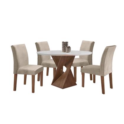 Imagem de Conjunto Mesa Barcelona 100cm com 4 Cadeiras Espanha Tampo Slim Plus Redondo Yescasa