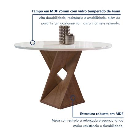 Imagem de Conjunto Mesa Barcelona 100cmx100cm 4 Cadeiras Espanha Tampo Slim Plus Redondo Vidro Yescasa