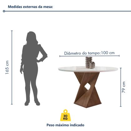Imagem de Conjunto Mesa Barcelona 100cmx100cm 4 Cadeiras Espanha Tampo Slim Plus Redondo Vidro Yescasa