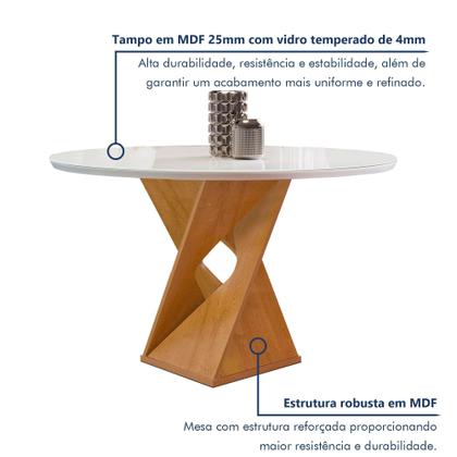 Imagem de Conjunto Mesa Barcelona 100cmx100cm 4 Cadeiras Espanha Tampo Slim Plus Redondo Vidro Yescasa