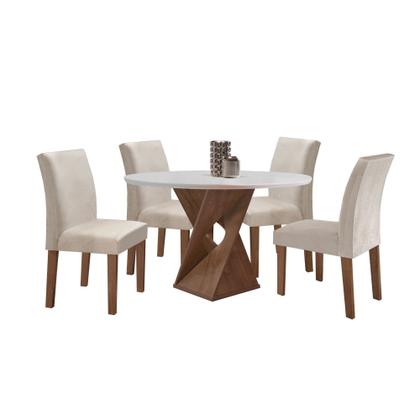 Imagem de Conjunto Mesa Barcelona 100cmx100cm 4 Cadeiras Espanha Tampo Slim Plus Redondo Yescasa