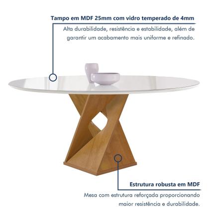 Imagem de Conjunto Mesa Barcelona 120cm com 6 Cadeiras Espanha Tampo Plus Redondo Vidro Yescasa