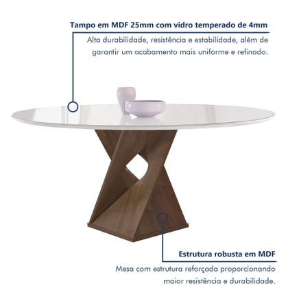 Imagem de Conjunto Mesa Barcelona 120cmx120cm 6 Cadeiras Espanha Tampo Plus Redondo Vidro Yescasa