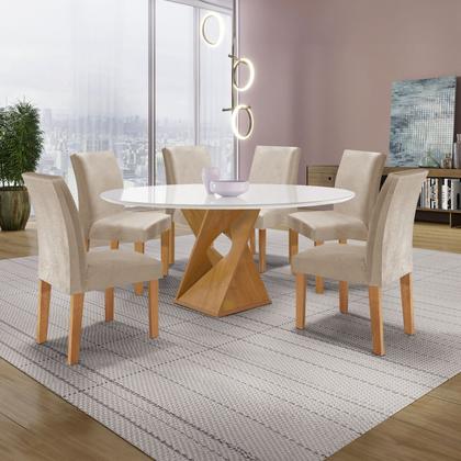 Imagem de Conjunto Mesa Barcelona 120cmx120cm 6 Cadeiras Espanha Tampo Plus Redondo Vidro Yescasa