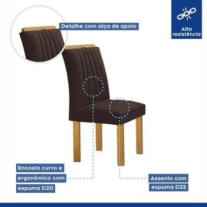 Imagem de Conjunto Mesa Bella Ripada 120cm com 4 Cadeiras Arizona Tampo Bella com Vidro