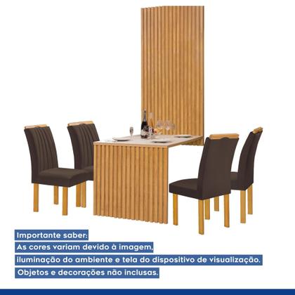 Imagem de Conjunto Mesa Bella Ripada 120cm com 4 Cadeiras Arizona Tampo Bella com Vidro