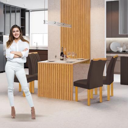 Imagem de Conjunto Mesa Bella Ripada 120cm com 4 Cadeiras Arizona Tampo Bella com Vidro