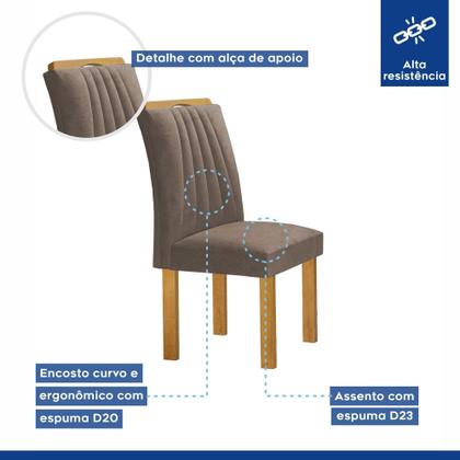 Imagem de Conjunto Mesa Bella Ripada 120cm com 4 Cadeiras Arizona Tampo Bella com Vidro