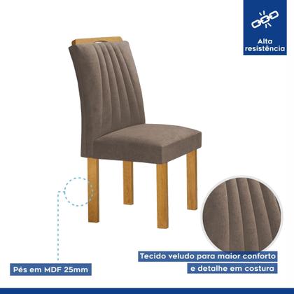 Imagem de Conjunto Mesa Bella Ripada 120cm com 4 Cadeiras Arizona Tampo Bella com Vidro