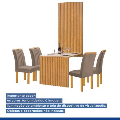 Imagem de Conjunto Mesa Bella Ripada 120cm com 4 Cadeiras Arizona Tampo Bella com Vidro