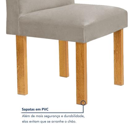 Imagem de Conjunto Mesa Bella Ripada 120cm com Painel Espelhado Tampo Bella com Vidro 4 Cadeiras Canela