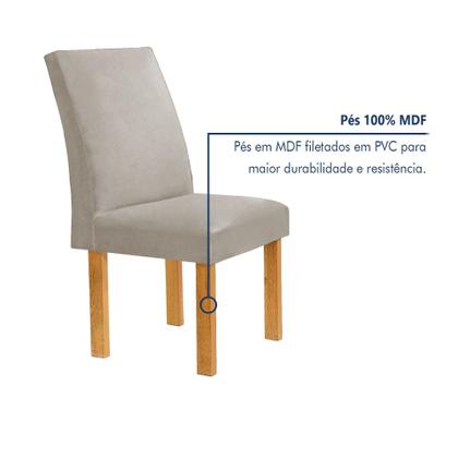 Imagem de Conjunto Mesa Bella Ripada 120cm com Painel Espelhado Tampo Bella com Vidro 4 Cadeiras Canela
