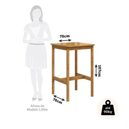 Imagem de Conjunto Mesa Bistrô 70cm Quadrada e 2 Banquetas Altas 100% Madeira Maciça Martin Espresso Móveis