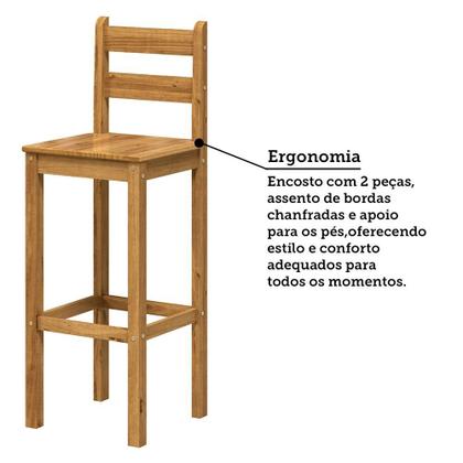 Imagem de Conjunto Mesa Bistrô 70cm Quadrada e 2 Banquetas Altas 100% Madeira Maciça Martin Espresso Móveis