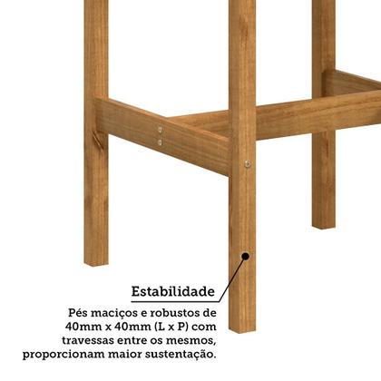 Imagem de Conjunto Mesa Bistrô 70cm Quadrada e 2 Banquetas Altas 100% Madeira Maciça Martin Espresso Móveis