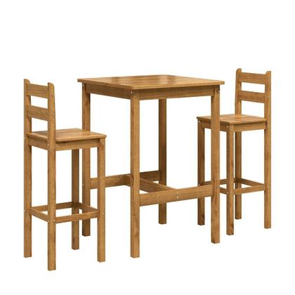 Imagem de Conjunto Mesa Bistrô 70cm Quadrada e 2 Banquetas Altas 100% Madeira Maciça Martin Espresso Móveis