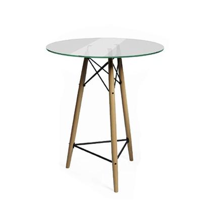 Imagem de Conjunto Mesa Bistrô Eames Eiffel Vidro Com 3 Banquetas Pretas De Madeira - Cor: Preto
