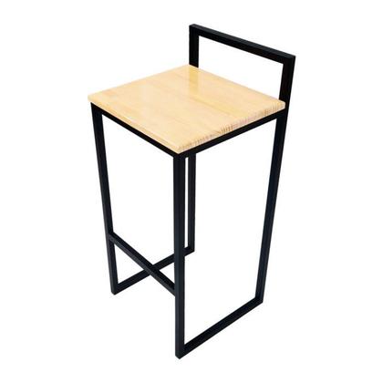 Imagem de Conjunto Mesa Bistrô Industrial 1m Pinus Com 4 Banquetas Industrial Taburete 