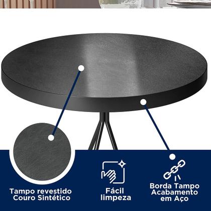 Imagem de Conjunto Mesa Bistrô Viena e 2 Banquetas Moscou material sintético Preto - Loja Sheep