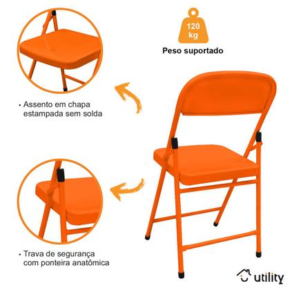 Imagem de Conjunto Mesa C/ 4 Cadeiras Dobráveis Bar Restaurante Aço