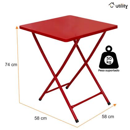Imagem de Conjunto Mesa C/ 4 Cadeiras Dobráveis Bar Restaurante Aço